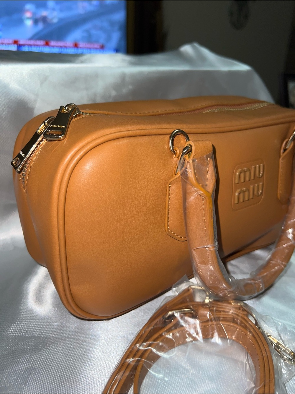 Inspired M-Tan Leather Crossbody Bag